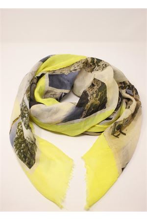 sciarpa gialla con cartoline di capri Laboratorio Capri | S140-130MULTICARTGIALLO